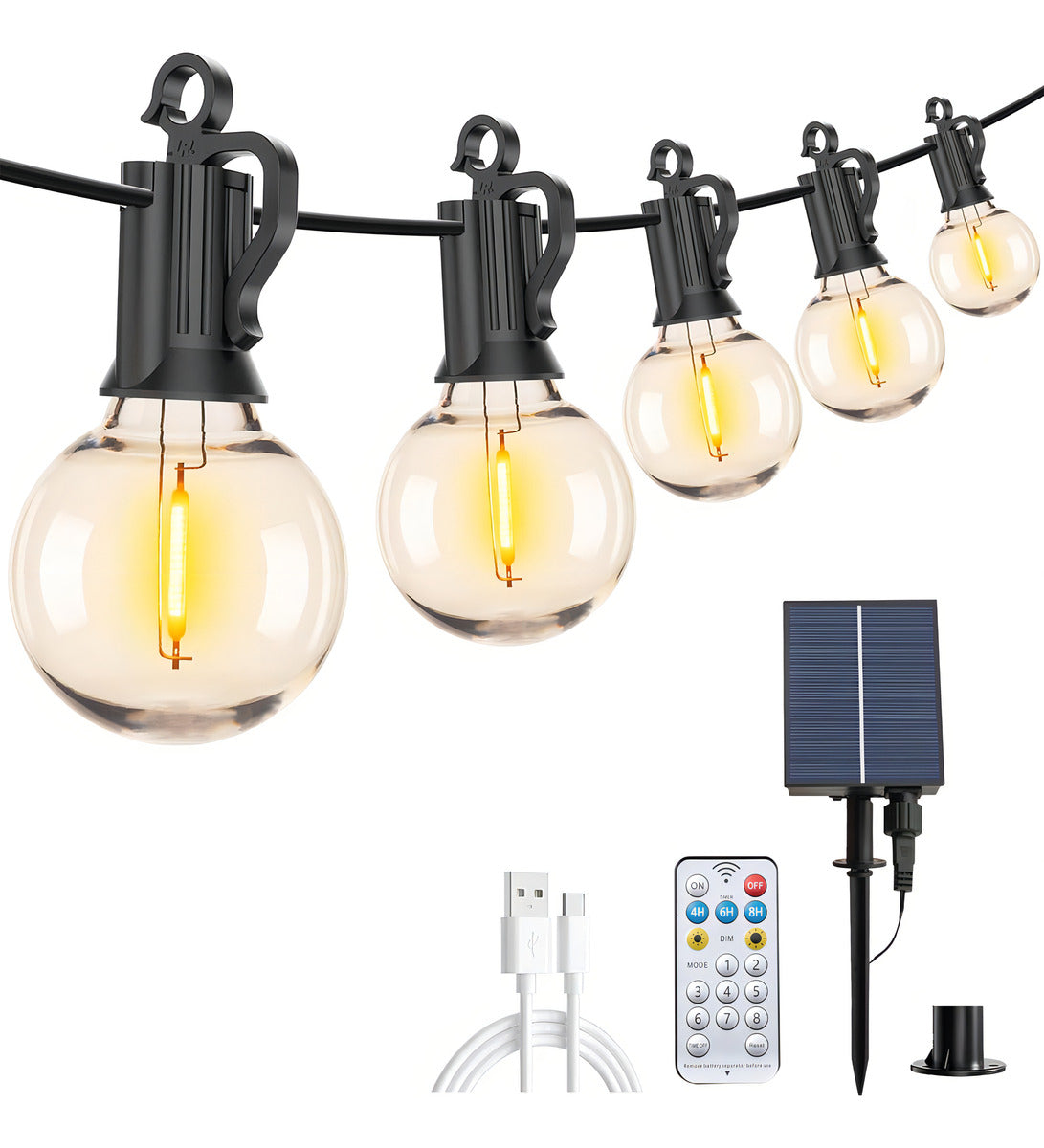 Luces De Hoso Hs Guirnalda Interior / Exterior 10m De Largo Amarillo Con Cable None Luces Guirnalda Solar Led Exterior 15 Ampolletas Control