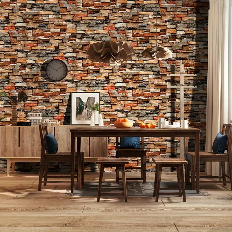Pegatina De Pared Decorativa 3d10pcs Mármol Ladrillo Veteado