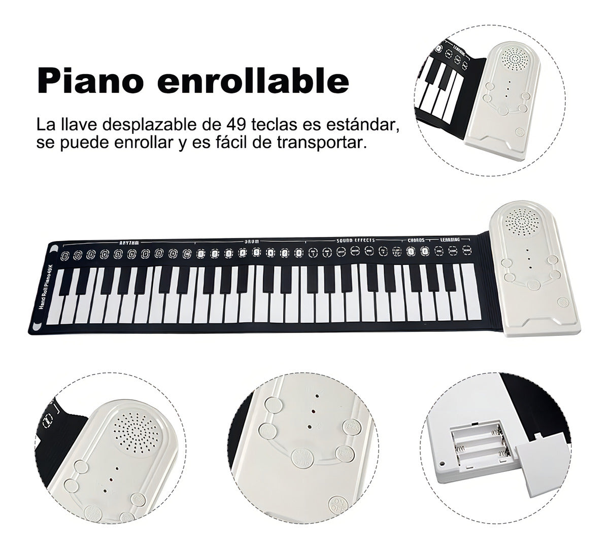 Teclado Musical Pd49 49 Teclas Con Pedal Negro Portátil Hoso