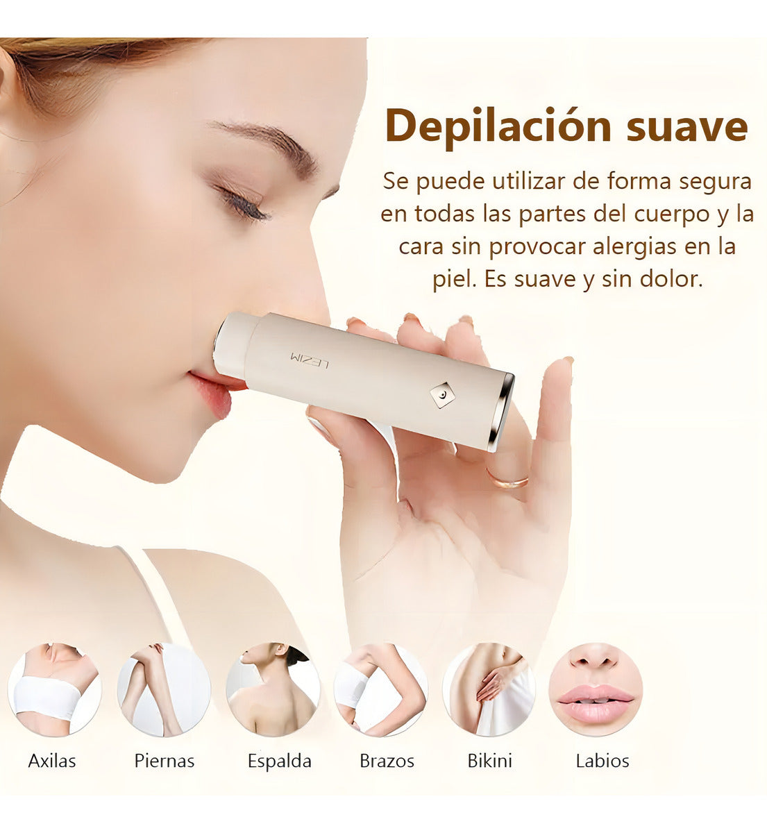 Inalambrico Depiladora Facial Maquina Mujer Recargable Usb Color Blanco