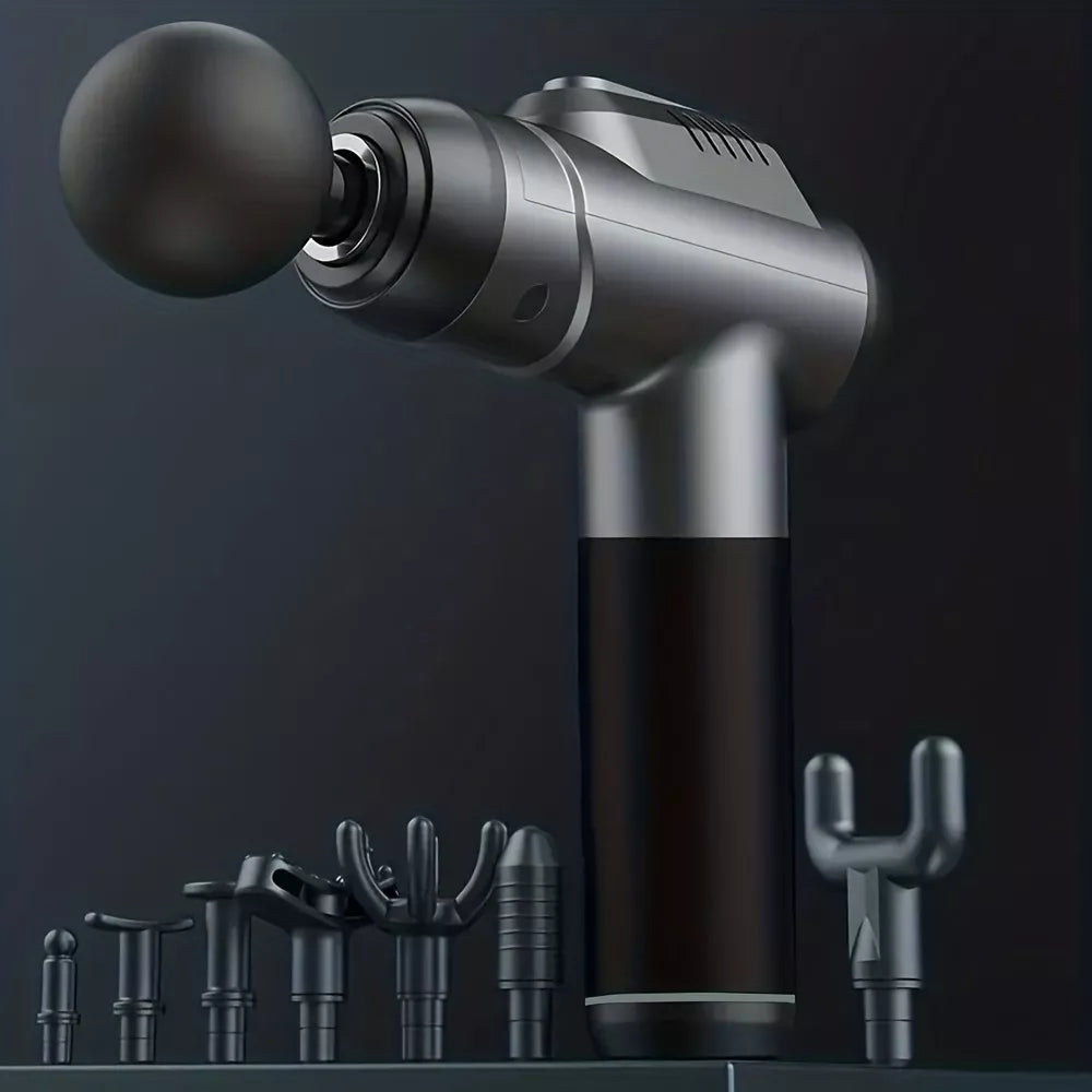 Pistola Masaje Muscular Fisioterapia / Niveles / Accesorios Negro