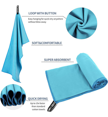 Toalla De Baño Viaje Deportiva Microfiba Secado Rápido 3pcs