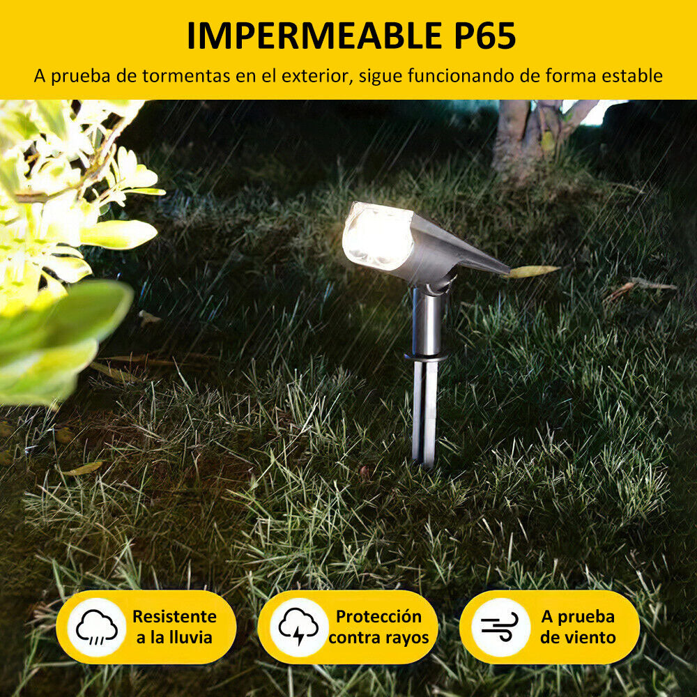 Foco Estaca Led Lámpara Solar Exterior Jardín 7 Colores