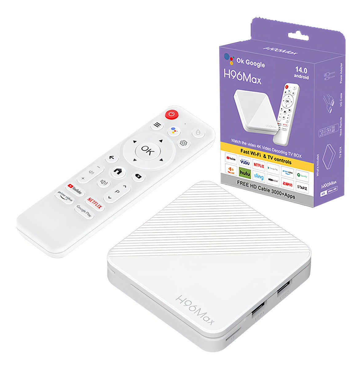 Tv Box Android Hoso H96max 4k Blanco Asistente Voz Hdmi De Voz