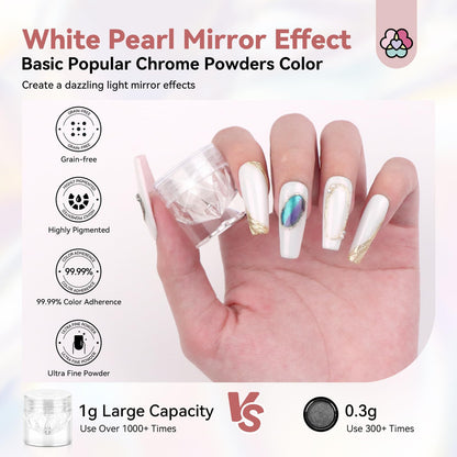 Polvo Efecto Espejo Manicure + Pincel Sillicona