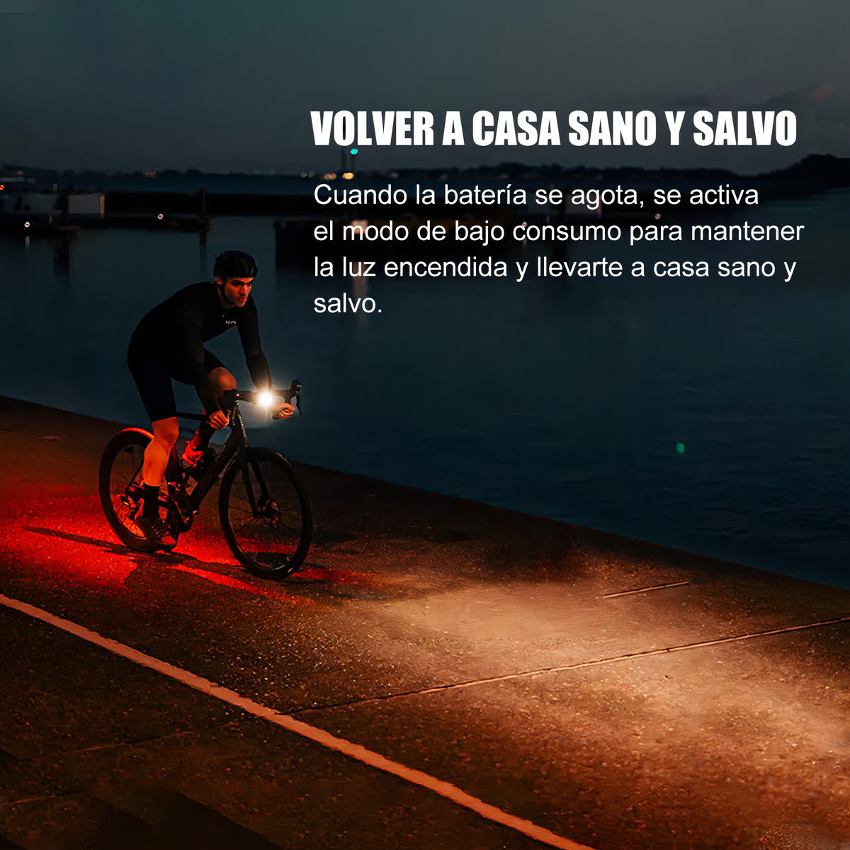 Luz Para Bicicleta Delante Led Usb-c Iluminación Sensible Color Negro