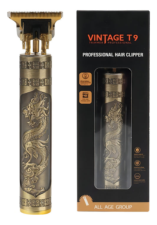 Cortadora De Pelo Vintage T9 Dorada Recargable Inalámbrica Profesionales Dorado