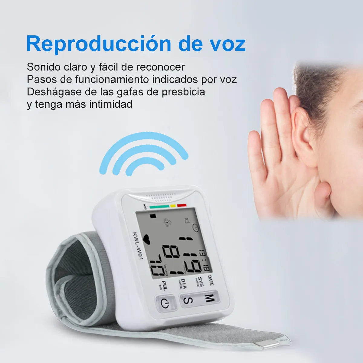 Monitor De Presión Arterial Muñeca Hoso Blanco Pantalla Grande Modelo W01