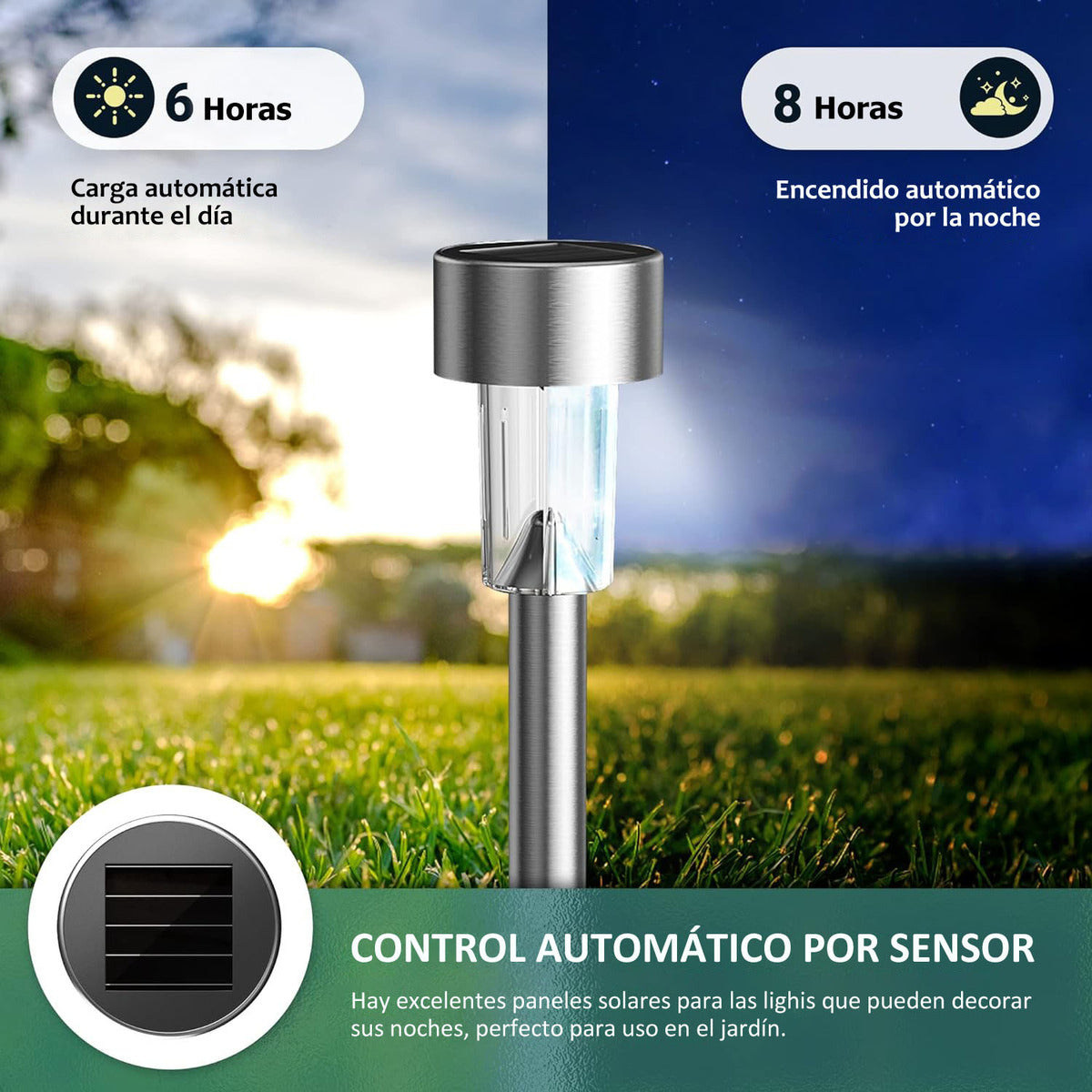 Luces Solares Exterior Lámpara Foco Jardín 10pcs 5colores