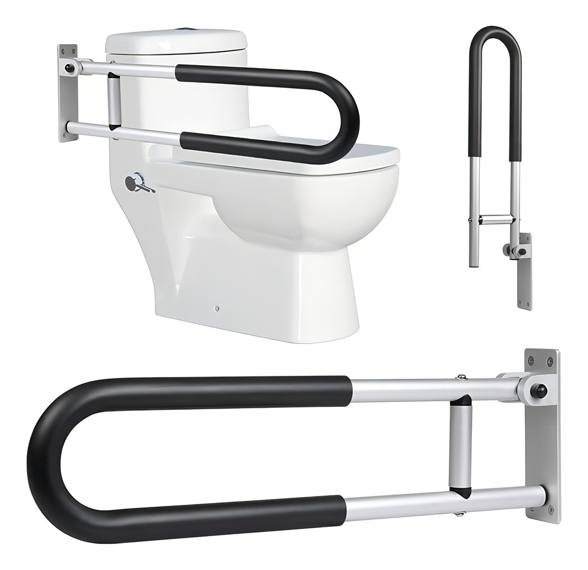 Barra De Agarre Para Inodoro Soporte Plegable Negro