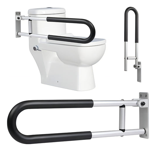 Barra De Agarre Para Inodoro Soporte Plegable Negro