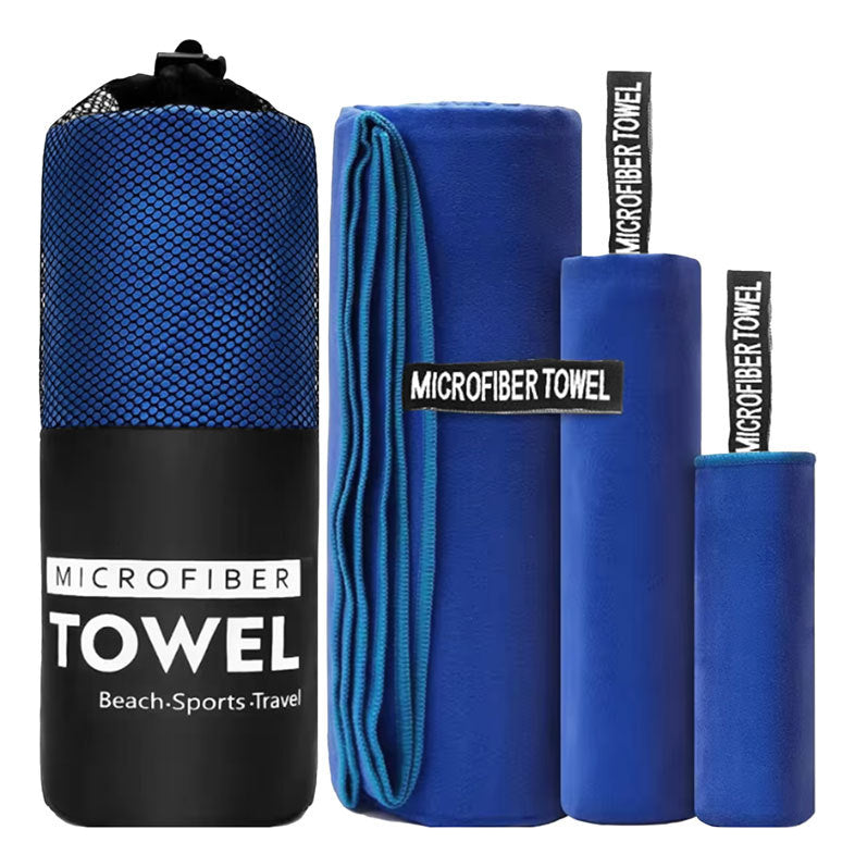 Toalla De Baño 3pcs Viaje Deportiva Microfiba Secado Rápido Color Azul Microfibra