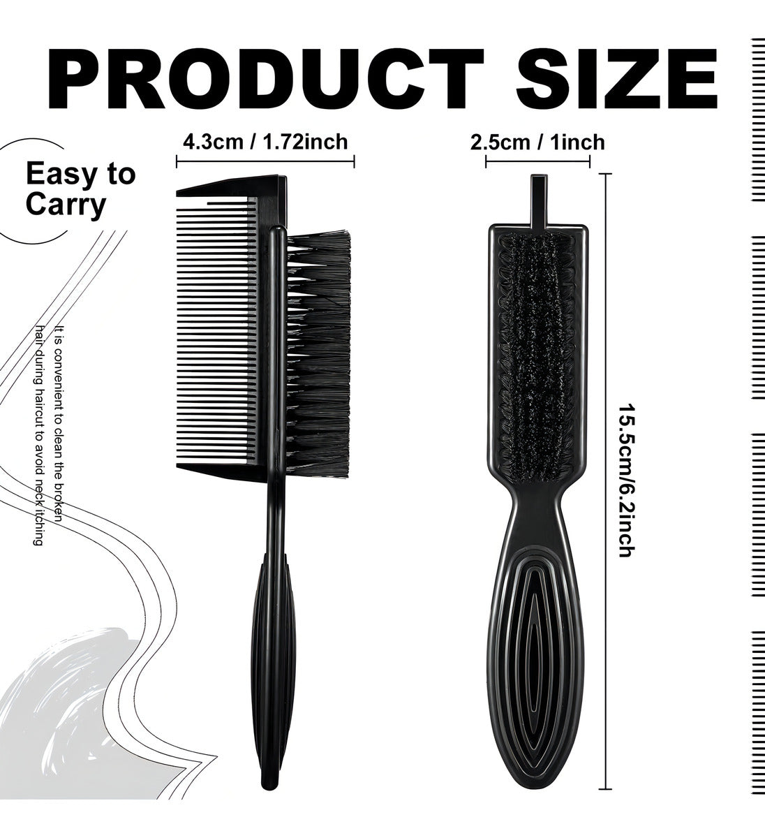 Peine Cepillo Fade Para Barba Barberia Con Peineta 2 En 1 Color Negro