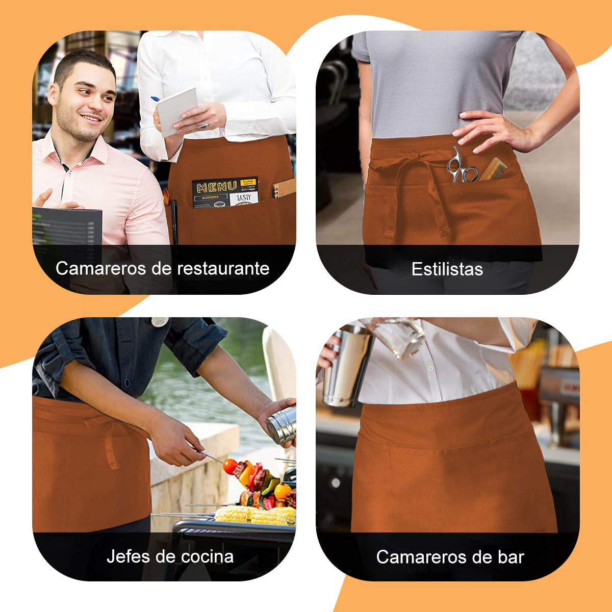 Pechera Delantal Mezclilla Mesero Cocina Bar Comedor Mujer