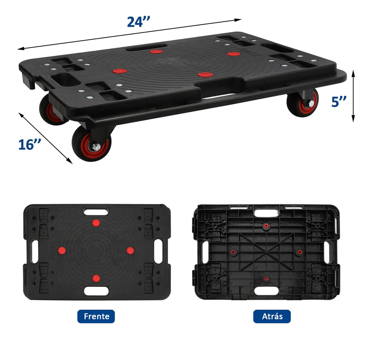 Carro De Carga Logístico Plegable Tipo Plataforma 150 Kilos Negro