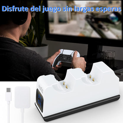 Cargador Joystick Duales, Estacion De Carga Ps5 Mando Juego Blanco
