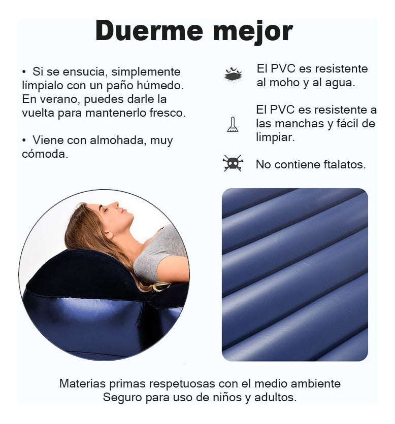 Camping Colchón Cama Inflable Almohadas Inflador Doble Plus