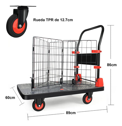 Yegua Carga Con Plataforma Plegable Jaula Extraíble 300kg