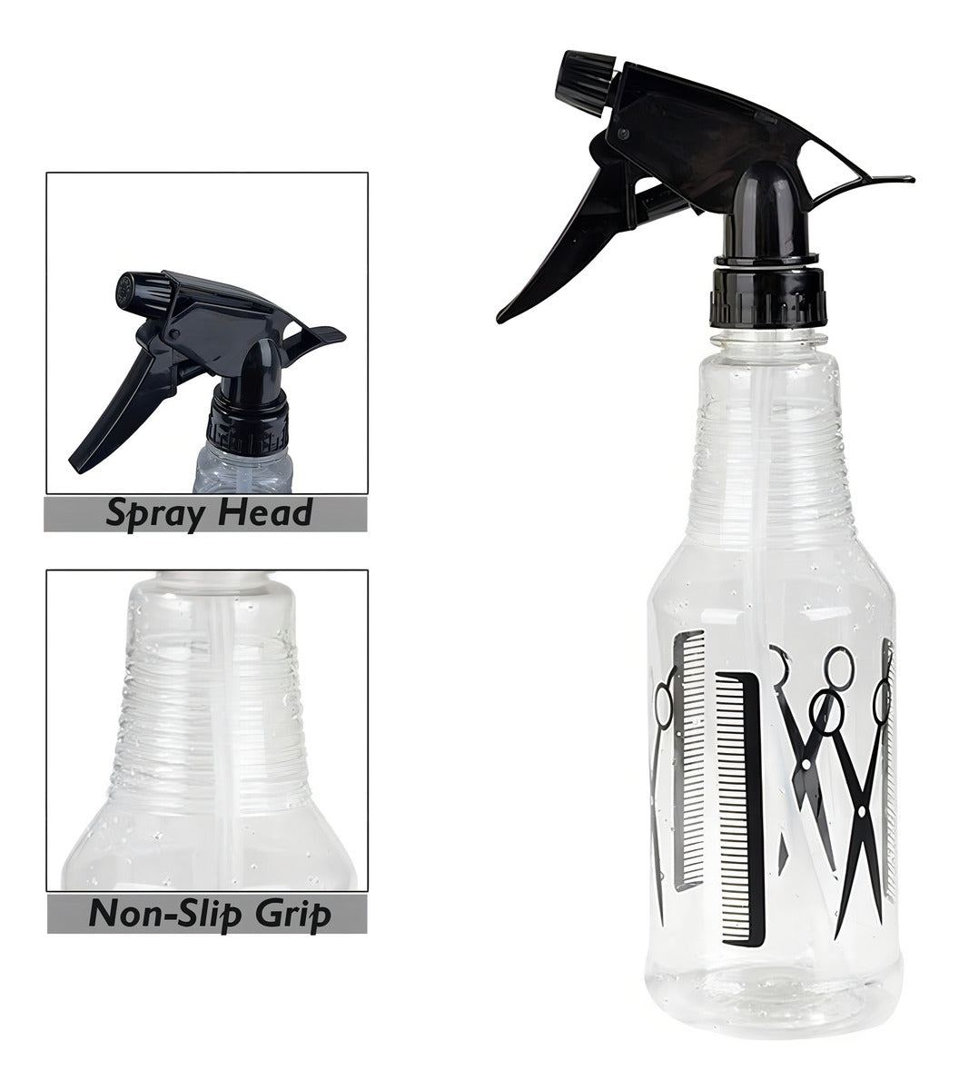 Rociador Plástico Transparente Hoso 500ml Peluquería Barbería Jardín
