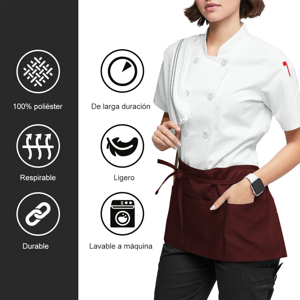 Pechera Delantal Mezclilla Mesero Cocina Bar Comedor Mujer