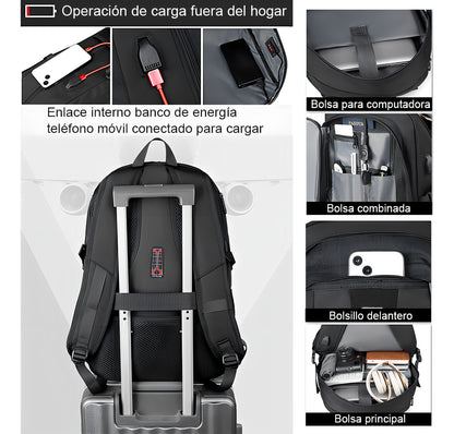 Mochila De Viaje Adultos Laptop 15 Pulgadas Grande Espacio Con Adultos Color Negro
