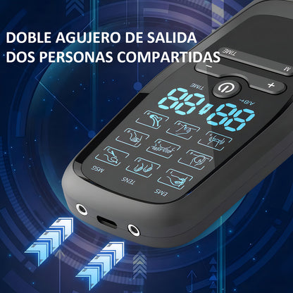 Masajeador Tens Portátil 9 Modos 4 Parches Dolor Muscular Negro