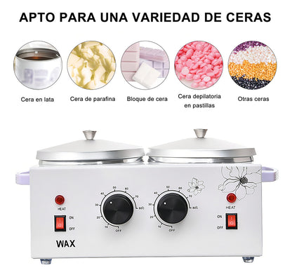 Olla Depilatoria Profesional War Warmer Color Blanco 1 Kilo + Cera De Kilo + Paleta