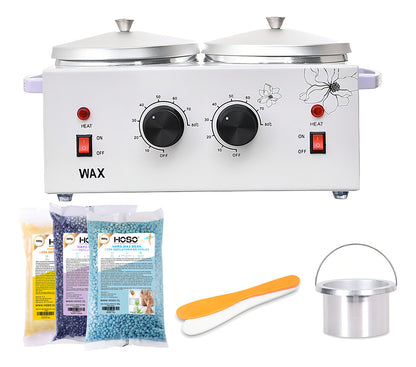 Olla Depilatoria Profesional War Warmer Color Blanco 1 Kilo + Cera De Kilo + Paleta