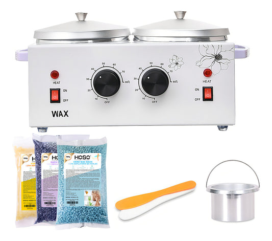 Olla Depilatoria Profesional War Warmer Color Blanco 1 Kilo + Cera De Kilo + Paleta
