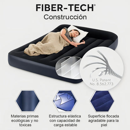 Usb Colchón Cama Hinchable Electrico 3 Plaza 183cm Almohada Color Negro