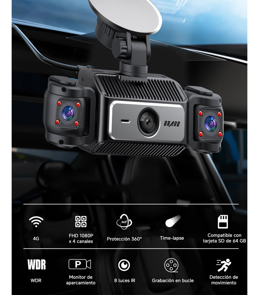 Dashcam 4 Cámaras Visión Nocturna - Seguridad Total para tu Auto