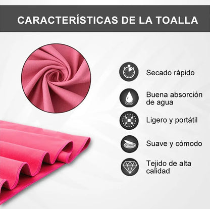 Toalla De Baño 3pcs Viaje Deportiva Microfiba Secado Rápido Color Rosa Microfibra